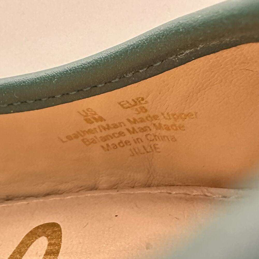 Sam Edelman Shoes Womens 8M Jillie Ballet Flats Green Croc Texture Bow Preppy - Picture 8 of 9